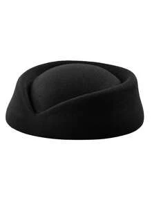 1顶女士复古贝雷帽，羊毛款，适合秋冬季节，低饱和度色彩，完美修饰颈部线条；羊毛款适合搭配西装/外套，缎面款适合搭配春夏连衣裙；饰以羽毛/珍珠，低调优雅；适合办公室、宴会、派对等场合。 - 彩色 - 查看 2