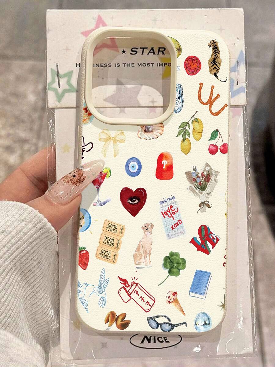 Ilustraciones variadas en acuarela de diversos objetos y símbolos. Esta elegante funda es compatible con los modelos 17, 16, 15, 14 Pro Max, 13, 12, 11, XR y XS Plus. Fabricada en TPU flexible, resistente a golpes y arañazos, ofrece una excelente protección contra caídas y un agarre cómodo. Es un regalo ideal para familiares, amigos y seres queridos, y una opción perfecta para festivales. - Blanco - Ver 1