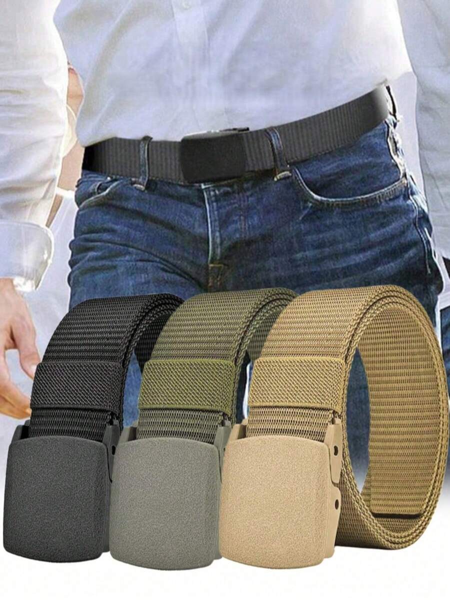 Thắt lưng chiến thuật dành cho nam, thắt lưng vải nylon có thể điều chỉnh, không có khóa kim loại, dễ dàng kiểm tra an ninh sân bay, phù hợp cho công việc và du lịch. - Nhiều màu - Xem 1