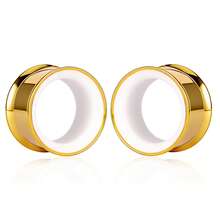 2件装新款酷炫双色圆形不锈钢耳扩，适合身体佩戴，可穿刺，朋克风，低过敏性，女士礼物 - 圓形的 - 查看 28