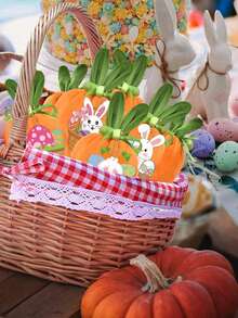 5pcs Easter Carrot Drawstring Bag With 10pcs Gift Tags Creative Cute Bunny Ear Velvet Gift Bags Cartoon Easter Gift Wrapping Bag For Spring Easter Decoration Easter Gifts - Orange - View 6
