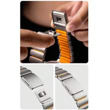 不锈钢橡胶表带，兼容 Ultra 3 49mm、Series 11/10 46mm，金属表带适用于 Watch 9/8/7/6/SE3 45mm/44mm - 42/44/45/46/49mm - 查看 7