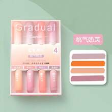 1set(4pcs), Aesthetic Gradient Highlighter Set, Colored Emphasis Markers, Fairy-Tale Color Palette, Exquisite Packaging, As Journaling Starter Kit, Back-To-School Gift, Best Friend Sharing, Creative Stationery Collection And Desktop Photography Prop - Rectangle - View 12