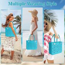 Medium Rubber Beach Bag For Men & Women, Large Capacity Rubber Travel Tote Bag For The Beach Boat Pool - 新湖藍 - 查看 4
