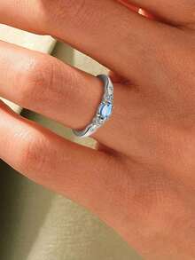 1 Pc Silver Ring Jewelry,Three Diamond Rings, Luxurious And Unique Ring, For Lady Wedding,Banquet,Gifts For Girls Daily Life Decor - Bạc - Xem 2
