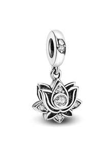 1颗925纯银立方氧化锆莲花吊坠珠，适合女性珠宝DIY手链 - 串珠2 - 查看 11