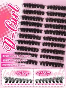 160片蓬松浓密假睫毛套装，3D单根仿貂毛假睫毛，D型卷翘，长度10mm-18mm，打造浓密卷翘睫毛，100D浓密假貂毛睫毛，3D效果单根簇状假睫毛，适用于DIY睫毛嫁接，睫毛簇，单根睫毛，假睫毛 - D - 查看 5