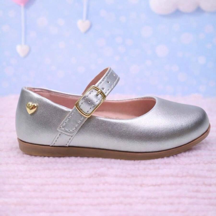 Girls' Ballet Flats, Sizes 20 To 34, Direct From The Factory. Christening Shoes. - Silver - View 1