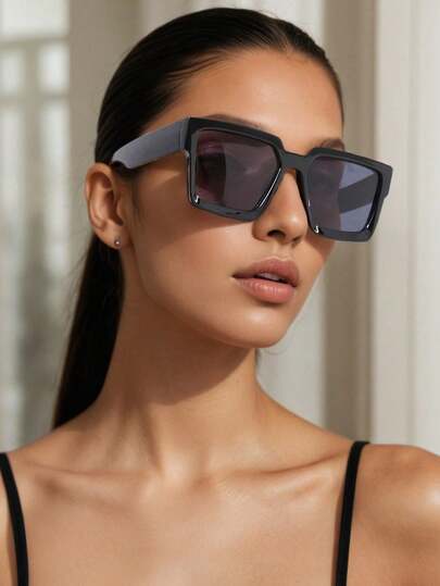 1pc Women's Plastic Square Small Frame Vintage Elegant Minimalist Casual European And American Daily Versatile Decorative Fashionable Glasses, Suitable For Parties And Street Photography