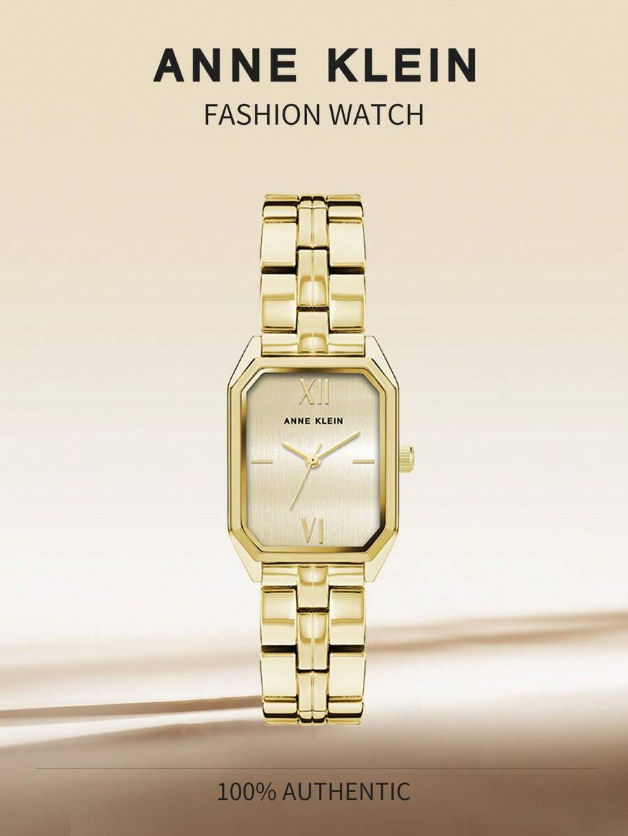 Anne Klein Đồng hồ nữ mặt vuông nhỏ, đồng hồ đeo tay thạch anh thời trang thường ngày dành cho nữ, đồng hồ thạch anh mặt vuông tối giản bằng thép không gỉ, quà tặng du lịch. - Vàng 2 - Xem 1