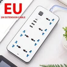 Regleta de enchufes con puerto USB tipo C, regleta de enchufes con cable de extensión de 2M, toma de corriente AC, enchufe eléctrico de carga, enchufe EU US UK - Reino Unido blanco - Ver 9