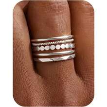 Milacolato 14K Gold Plated Stackable Rings For Women Non Tarnish Thin Dainty Ring Set Minimalist Stacking Thumb Rings Statement Pinky Engagement Ring Promise Wedding Bands For Women Size 5-10 - Nhiều màu - Xem 10