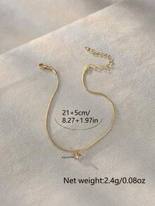 1 buah Gelang Kaki Liontin Hati Minimalis Tembaga dengan Zirkonia Kubik, Cocok Sebagai Hadiah - Yellow Gold - View 6