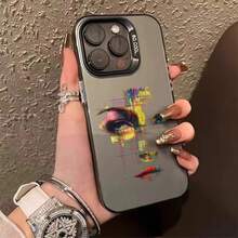 Abstract Face Design Phone Case It Is Compatible With IPhone 17/16/15/14/13/12/55 Pro Max/Pro/Plus Models. It Features A Stylish And Minimalist Design And Provides Shockproof And Abrasion-Resistant Protection. - Black - View 3