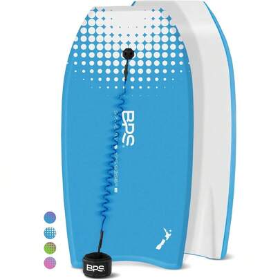 Bodyboard With Premium Coiled Leash - Lightweight With EPS Core, Durable For All Wave Conditions