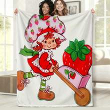 S-Strawberry Pink Shortcake Throw Camping Chair Picnic Blanket Fluffy Plaid Blankets For Decorative Sofa Portable King Lid Downy (6) - 如圖所示 - 查看 13