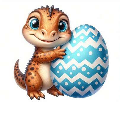 1pc/2pcs/3pcs Easter Egg & Dinosaur Heat Transfer Stickers, Iron-On And Washable, Applicable To T-Shirts, Jeans, Sweaters, Handbags, Pillows, Cushions, Queen