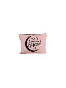 Stars Moon Pattern And Letters Ramadan Pattern Cosmetic Bag With Letters"Ramadan Kareem" Design-Linen Button Decorative Handbag, Stars Moon Printed Handbag,For Ramadan Kareem,Bismilah, Eid Mubarak, Iftar, Ramadan Theme Pattern, Large Capacity Ladies' Travel Makeup Bag - Multicolor - View 12