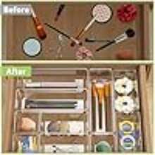 12 PCS Clear Plastic Drawer Organizers Set, 3-Size Versatile Bathroom And Vanity Organizer Trays, Non-Slip Storage Containers For Makeup, Jewelries, Bedroom,Kitchen Utensils And Office - Trong sáng - Xem 3