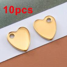 10个金色304不锈钢心形吊坠，适用于DIY珠宝制作，可用作项链或手链末端装饰。 - 彩色 - 查看 11