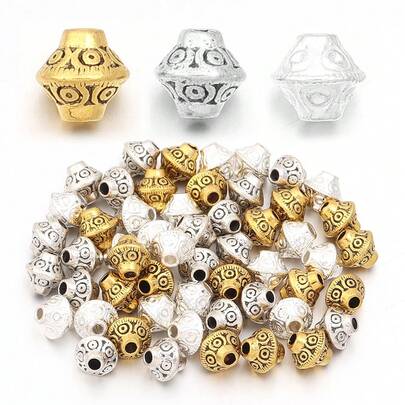 30颗/包 复古锌合金陀螺仪造型隔珠，6毫米 刻字手链项链 DIY工艺装饰珠