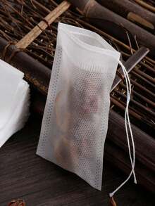 100-Pack White Disposable Non-Woven Tea Bags – Drawstring Herb Infuser Bags, Small Mesh Filter Pouch For Loose Leaf Tea/Spices, Disposable Brewing Bags, Ideal For Home Tea Brewing Homemade Herb Infusions Kitchen Spice Storage Valentine's Day Cozy Gift Prep, Bestselling Kitchen Essential, Perfect For Valentine's Day Thoughtful Gift For Friends Colleagues Tea Enthusiasts - White - View 8