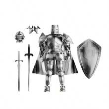 T13 No.13 Medieval Knight Armor Movable Action Figure (Self-Assembly Required), Silver, Type B Multi-Joint Design, Perfect For Collection And Desktop Decoration, Suitable For Creative Leisure Activities Of All Ages - Multicolor - View 16