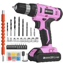 FADAKWALT 20V Cordless Drill Set With 40pcs Bits 30N Torque 21+1 Settings 3/8 Inch Keyless Chuck 2.0Ah Li Ion Battery LED Light For Home DIY Furniture Repair Christmas Gift - 美規A型插(110-127V) - 查看 11