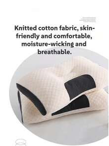 Neck Support Pillow – Rectangular Massage Design, Non-Sagging Knitted Cotton Pillow Core, Pillow For Adult Dormitories - Trắng (950g) - Xem 6