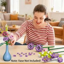 553片花束积木套装，迷你积木花束DIY装饰，仿真花，独特的家居装饰花卉积木玩具套装，母亲节、生日、情人节、周年纪念日的理想礼物 - 彩色 - 查看 8