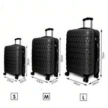 Lightweight Diamond Cut Design Hardshell Suitcase Black - Set Of 3 - View 1