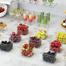 12PCS Insertos de policarbonato 1/6, Policarbonato transparente, Tuppers Apilable para Hotel, Recipientes transparentes con tapas, Adecuado para hoteles, restaurantes, familias - Color transparente - Ver 5