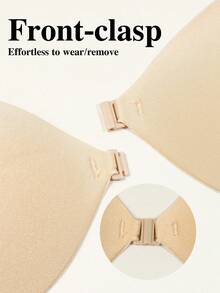 Plus Size Angel Wing Adhesive Bra, Push-Up Strapless Backless Bra, Transparent Shoulder Strap Invisible Support, Suitable For Wedding Dress - Apricot - View 4
