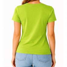 Baby look Feminina Gola Redonda Malha PV - Verde Limão - Visão 2