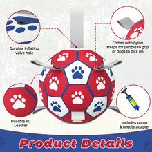 Interactive Dog Toy With Woven Strap Football, Indoor/Outdoor Dog Toy, Orange & Blue Dog Football, Suitable For Small, Medium And Large Dogs - Red - View 5