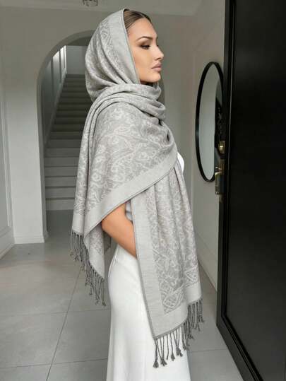 1pc Fashion Scarf Paisley Pashmina Shawls Lady Wraps Cashmere Female Jacquard Scarves Winter Warm Woven Blanket Thick Stoles, Hijab