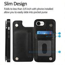 For IPhone 17 Case, Wreath Pattern Wallet Card Holder Mobile Phone Case, Imitation Faux Leather Card Slot Design, Double Magnetic Anti-Drop Protective Cover, Lightweight, Durable And Fashionable Design For 17 Air 16/ 15/ 14/ 13/ 12 Pro Max Plus | Compatible Sam Galaxy S22 S23 S24 S25 Plus Ultra - 黑色 - 查看 4