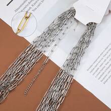 5pcs Stainless Steel Simple Versatile Necklace Chain, 45cm + 5cm Extension, With Lobster Clasp, Suitable For Necklace DIY Jewelry Making - Multicolor - View 2