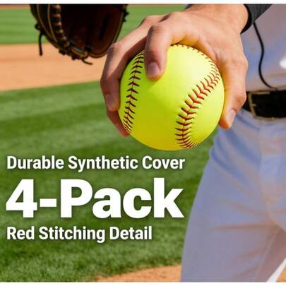 US Softball Essential 4-Pack 12" Yellow Slowpitch Practice Softballs
