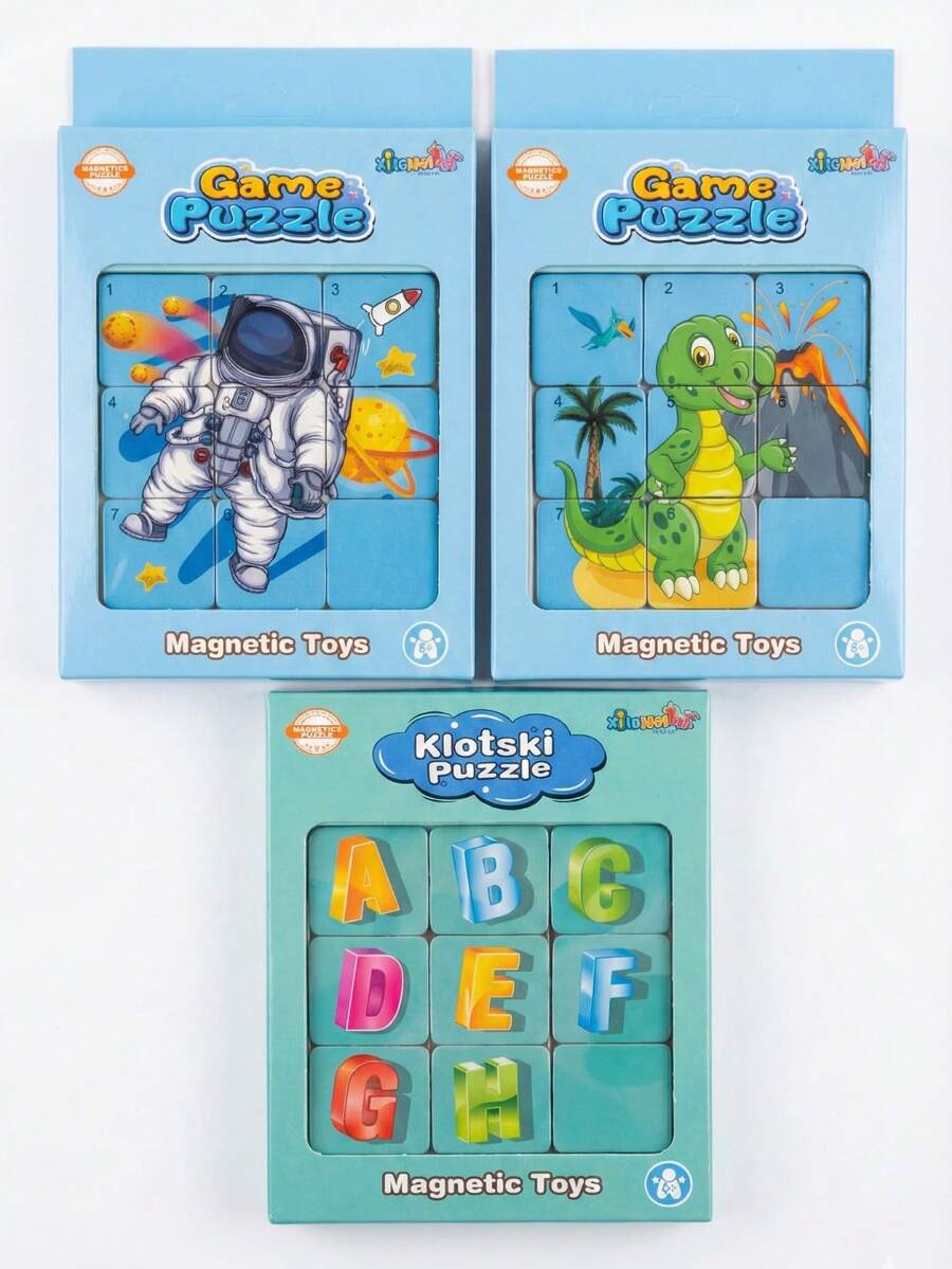 PUZZLES Y ROMPECABEZAS PARA NIÑOS - JUEGO DE 3 MODELOS DIFERENTES - verde menta - Ver 1