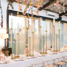 20Pcs 33.8inch Gold Metal Candlestick Holder With Acrylic Lampshades,3 Arm Candelabra Centerpieces For Wedding,Graduate Ceremony,Birthday Party Event Decor (Not Included LED Candles) - 金燭台 - 查看 9