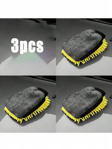 5pcs/3pcs/1pc Set Chenille Coral Fleece Car Cleaning Gloves, Washing Towels, Cleaning Supplies, Ultra-Fine Fiber Car Drying Cloth, Edged Car Care Cloth, Car Beauty Washing Towels, Christmas Gift/Household Gift - Multicolor - View 2