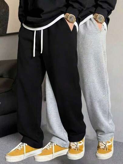 Men's Solid Color Simple Knit Pants, Suitable For Sports And Casual Wear, Fashion Versatile, Comfortable To Wear. Women Can Give It As A Gift To Their Boyfriend Or Husband.