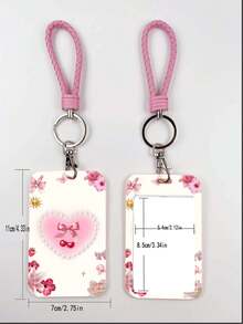 1个ABS粉色绳猫狗图案钥匙扣吊坠，可作包包挂饰、身份证/公交卡/门禁卡夹，适合四季日常使用 - 長方形 - 查看 5