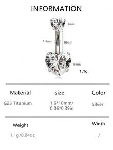 VJS 1pc Floating Titanium Belly Button Rings Hypoallergenic G23 Titanium Internally Threaded Belly Ring 14G Belly Piercings For Women Navel Piercings Jewelry - Antique Silver - View 16