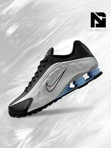 Nike Shox R4 Metallic Silver Black Psychic Blue – Men's Lifestyle Sneakers – Shoes For Man -Vintage-Spring & Summer-Inspired Running Shoes, Shock-Absorbing Comfort, Gym To Streetwear Casual Wear-Mother's Day Gifts-Father's Day Gift– HQ1988 004 - Metallic Silver/Black/Psychic Blue/Metallic Silver - 查看 1