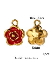 1个5/8/10毫米不锈钢吊坠，金色珐琅玫瑰花，用于珠宝制作DIY耳环、项链、手链，批发 - 彩色 - 查看 13