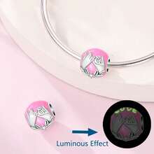 1 Piece Silver-Plated Little Happiness Flat Bead, Perfect Lovers Bead, Love Tango Bead, Happy Little Kangaroo Bead, Glow-In-The-Dark Rose Safety Clasp, Glow-In-The-Dark Rose Pendant, Moon Rose Glow Pendant, Hand-Holding Glow Beads, Sweet Bear Glow Beads, Love Cube Glow Beads. Ideal For Original Snake-Style Bracelets, Necklaces, Bead Strands, DIY Jewelry Making, And Luxurious Bestie Gifts. - Multicolor - View 8