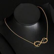 1 Gold And Silver Personalized Customized Double Heart Double Name Infinite Necklace, Stainless Steel Customized Infinite Name Necklace Pendant Personalized Necklace Jewelry Birthday Gift, Unique And Meaningful Gift, High-End Gift For Valentine's Day, Birthday, Anniversary, Graduation Ceremony, Christmas, Family, Friends And Classmates - Multicolor - View 8