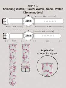 1pc Soft Elastic Breathable Cherry Blossom Pattern Replacement Watch Band Strap Compatible With Samsung, Garmin, Honor Smartwatches, 38mm 40mm 41mm 45mm 44mm 42mm 46mm 49mm, Fashionable Casual Silicone Watch Strap Compatible With Apple Watch Ultra SE/11/10/9/8/7/6/5/4/3/2/1 - Multicolor - View 12